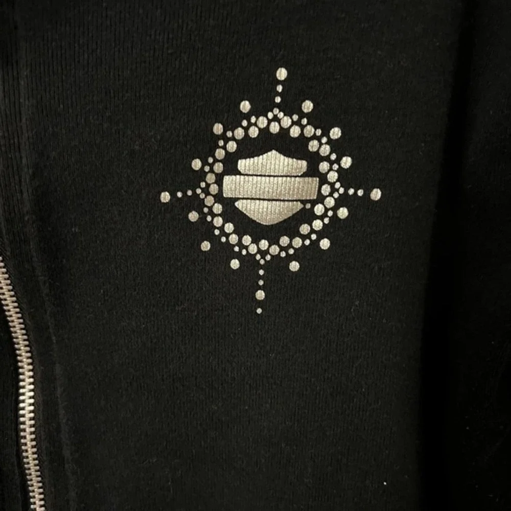 Vintage Harley Davidson‎ Black Women's 100% Cotton Full Zip Up Made In USA  Med.